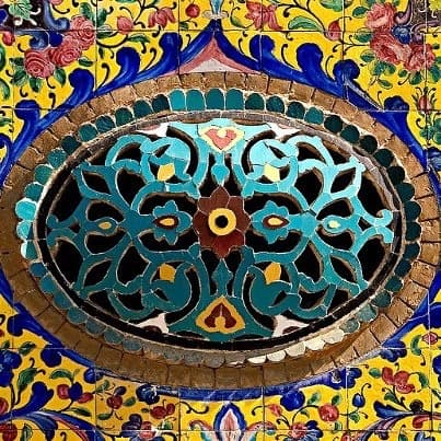 • The detailed tile-work and architecture inside the Chehel Sotoun Palace.