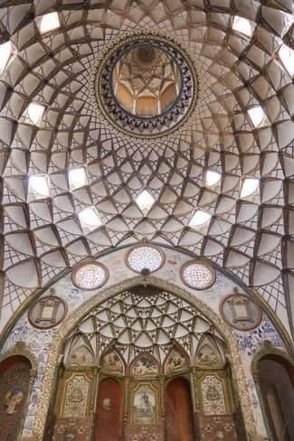• The intricate architectural details inside the Kashan merchant houses.