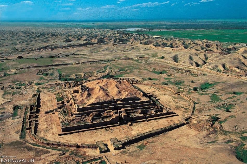 Exploring the 3,000-year-old Elamite ziggurat of Chogha Zanbil. on 9-Day Western Iran History and Mountain Group Tour